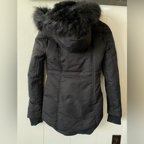 Storm Mountain black weatherproof parka with black faux fur trim size xs - Picture 6 of 14